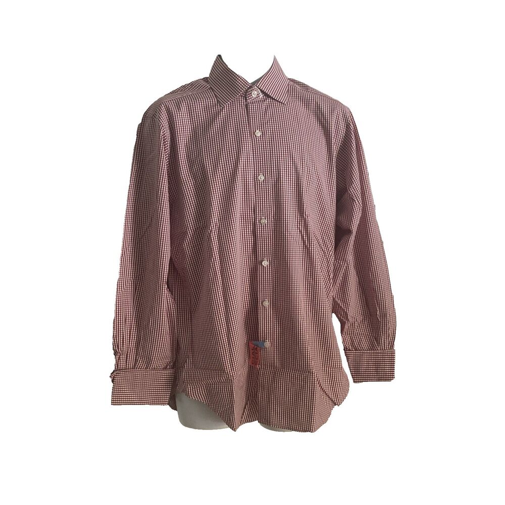 T.M. Lewin Mens Superior 140's Cotton Micro Plaid Check Dress Shirt 15.5 33